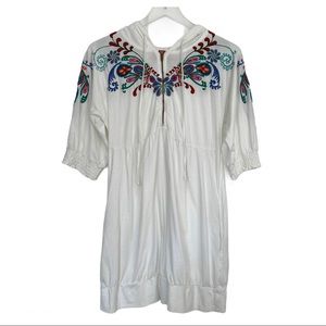 Johnny Was JWLA Embroidered Half Zip Hooded Tunic